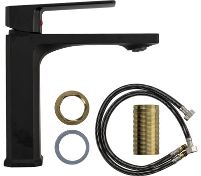 Смеситель для раковины FABIA 9735 Смеситель для раковины, квадратный корпус, цвет ЧЕРНЫЙ.