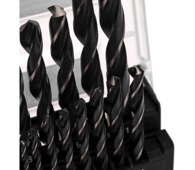 Сверло KRANZ (KR-91-0636) Набор сверл по металлу, 1-10мм (через 0,5мм), HSS 4241, шестигранный хвостовик, 19 шт.