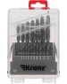 Сверло KRANZ (KR-91-0636) Набор сверл по металлу, 1-10мм (через 0,5мм), HSS 4241, шестигранный хвостовик, 19 шт.