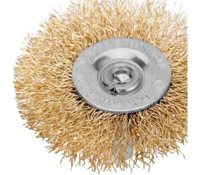 Щетка MATRIX Щетка для дрели, 60 мм, плоская со шпилькой, латунированная витая проволока//