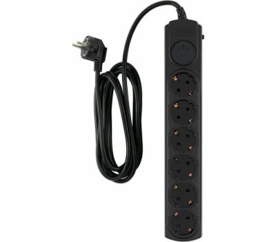 Сетевой фильтр IPPON Сетевой фильтр BK-6-EU-3-10-B, 3м, черный