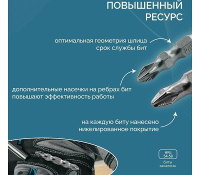 Бита GROSS Бита двухсторонняя, PH2-PH2 х 45 мм, сталь S2, 10 шт. 11209