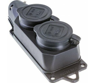 IEK Блок силовая Омега, двойная, 2 розетки, открытая, заземление, IP44, черный [pkr62-016-2-k02]