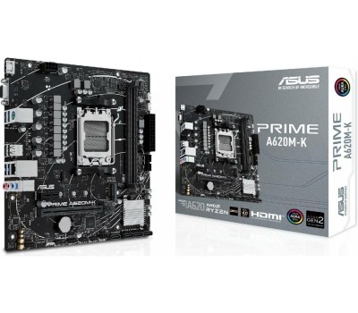Материнская плата ASUS Материнская плата PRIME A620M-K AM5 mATX 2xDDR5 PCIEx16 PCIEx1 M.2 HDMI VGA GLAN