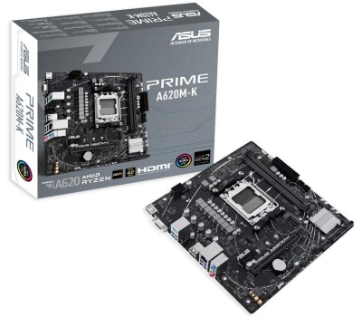 Материнская плата ASUS Материнская плата PRIME A620M-K AM5 mATX 2xDDR5 PCIEx16 PCIEx1 M.2 HDMI VGA GLAN