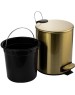 САНАКС - Ведро из нержавеющей стали, с педалью, круглое, 5 литров, плоская крышка микролифт, цвет МАТОВОЕ ЗОЛОТО. 10504