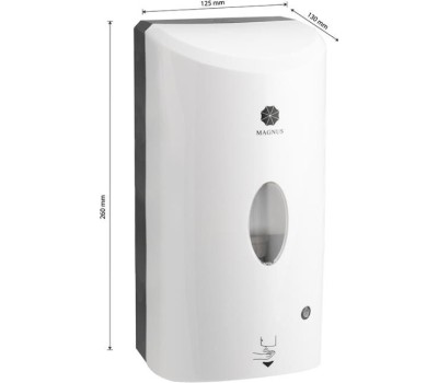 МАГНУС - Дозатор СЕНСОРНЫЙ, для жидкого МЫЛА, пластик АБС, БЕЛЫЙ с чёрным, 1200 мл, 679