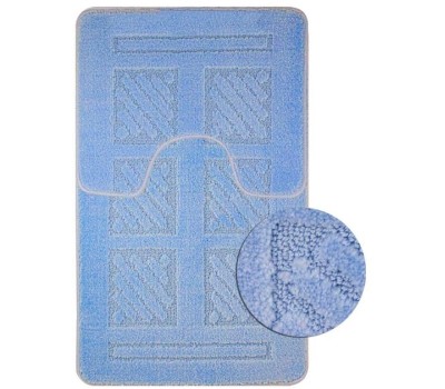 САНАКС - Коврик в ванную КЛАССИК УНИ КВАДРАТЫ. двойной ГОЛУБОЙ, 55х90 + 45х55 см, 100% полиэстер 00282