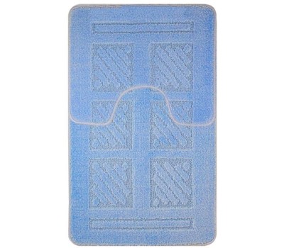 САНАКС - Коврик в ванную КЛАССИК УНИ КВАДРАТЫ. двойной ГОЛУБОЙ, 55х90 + 45х55 см, 100% полиэстер 00282