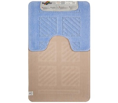 САНАКС - Коврик в ванную КЛАССИК УНИ КВАДРАТЫ. двойной ГОЛУБОЙ, 55х90 + 45х55 см, 100% полиэстер 00282