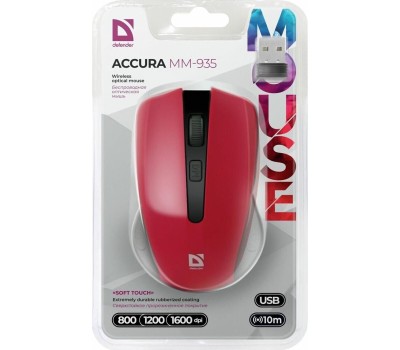 Мышь беспроводная DEFENDER (52937) ACCURA MM-935 красный