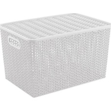 Корзина для хранения VIOLET Вязь 14л с крышкой белая 533106