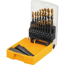 Набор сверл DENZEL Набор сверл по металлу, 1-10 мм, HSS-Tin, Golden Tip, 19 шт 72321