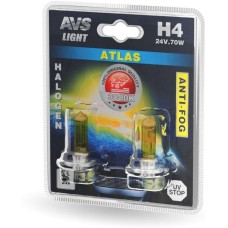 Лампа галогенная AVS /ATLAS ANTI-FOG/желтый H4.24V.75/70W.блистер 2шт