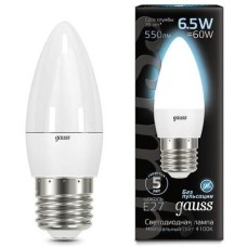 GAUSS Упаковка ламп LED E27, свеча, 6.5Вт, 10 шт. [103102207]