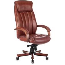 Кресло компьютерное БЮРОКРАТ Кресло руководителя T-9922WALNUT, на колесиках, кожа, темно-коричневый [t-9922walnut/chok]