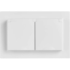 IEK Розетка силовая Brite РСбш12-3-44-БрБ, двойная, скрытая, заземление орки, IP44, белый [br-r26-16-44-k01-f]