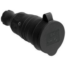 IEK Розетка силовая Омега, одинарная, 1 розетка, открытая, заземление, IP44, черный [pkr21-016-2-k02]