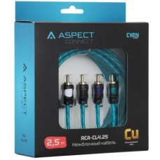 Кабель ASPECT Межблочный кабель RCA-CL4.25, Cyan Line, витая пара, OFC, 1 экран, 4RCA-4RCA, 2.5м