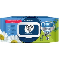 Салфетки влажные MASTER FRESH С0008174 Emily Style влажные салфетки с АНТИБАКТЕРИАЛЬНЫМ ЭФФЕКТОМ с крышкой 80шт
