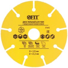 FIT Диск пильный по дер. 37642 d=125мм d(посад.)=22.2мм (угловые шлифмашины)