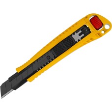 DENZEL Нож, 18 мм, сменное лезвие, SK4, корпус из цинкового сплава + TPR, торцевой зажим 78904