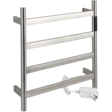 KRAFTTE - Полотенцесушитель электрический, 475 х 505 х 90 мм, лесенка 4 перекладины, 75 Вт, из нержавеющей стали, сенсорное управление с таймером до 24 часов, цвет САТИН. 44043