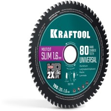 KRAFTOOL Slim multi cut 190 х 30 x 1.6 мм, 80Т, диск пильный по дереву (36957-190-30-80)