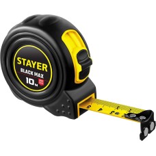 STAYER BlackMax, 10 м х 25 мм, рулетка с двумя фиксаторами, Professional (3410-010)