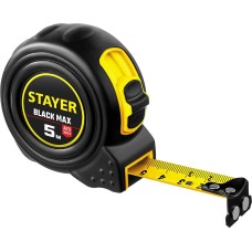 STAYER BlackMax, 5 м х 19 мм, рулетка с двумя фиксаторами, Professional (3410-05)