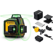 STAYER SL-3D #2, 50м, точн. +/-0,5 мм/м, зеленый лазерный нивелир, микролифт, держатель (34963-2)