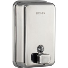 BRIMIX - Дозатор для жидкого мыла 1000 мл, настенный, прямоугольный корпус с глазком, из нержавеющей стали марки SUS 304, цвет ХРОМ. 615K