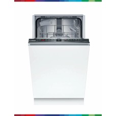 BOSCH Встраиваемая посудомоечная машина Serie 2 SPV2IKX01Q, узкая, ширина 44.8см, полновстраиваемая, загрузка 9 комплектов, нержавеющая сталь