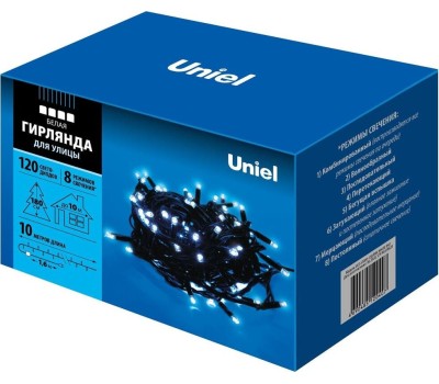 Гирлянда UNIEL UL-00005263 ULD-S1000-120/DBA MULTI IP67 Гирлянда светодиодная с контроллером, 10м. 120 светодиодов. Разноцветный свет. Провод черный. ТМ Uniel