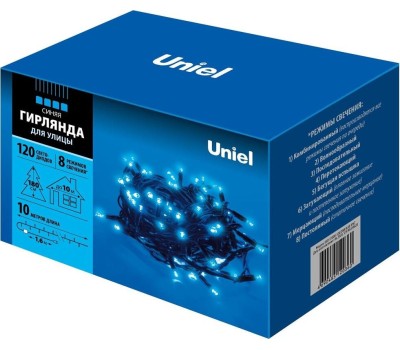 Гирлянда UNIEL UL-00005263 ULD-S1000-120/DBA MULTI IP67 Гирлянда светодиодная с контроллером, 10м. 120 светодиодов. Разноцветный свет. Провод черный. ТМ Uniel