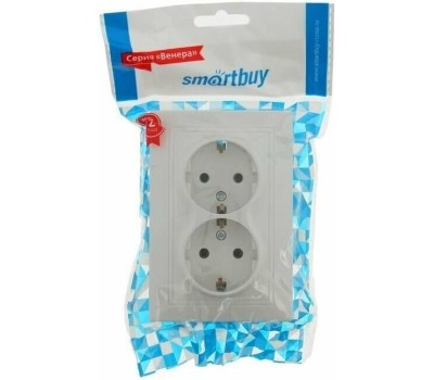 Розетка SMARTBUY (SBE-01w-16-S2-Z) Венера, 2-местная, белый
