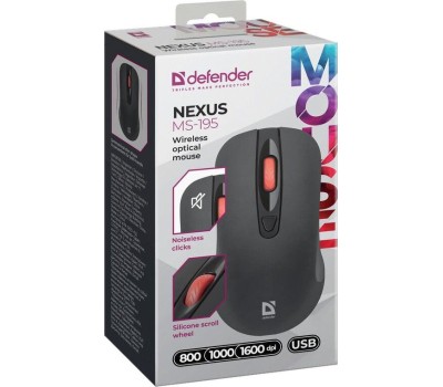 Беспроводная оптическая мышь DEFENDER (52195) Nexus MS-195 черный