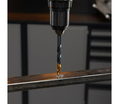 Набор сверл DENZEL Набор сверл по металлу, 1-10 мм, HSS-Tin, Golden Tip, 19 шт 72321