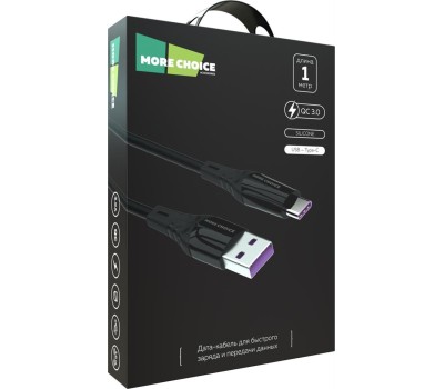 Кабель MORE CHOICE (4620202550033) K35a USB 3.0A для Type-C силикон 1м Black