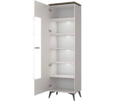 Корпусная мебель АНРЭКС VINATI Шкаф с витриной 1V Цвет ПЕРСИДСКИЙ ЖЕМЧУГ/АМАРОК (3 уп.)