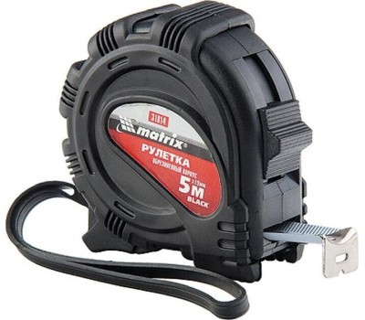 Рулетка MATRIX Рулетка Black,5 м х 19 мм,обрезиненный корпус 31014