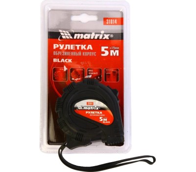 Рулетка MATRIX Рулетка Black,5 м х 19 мм,обрезиненный корпус 31014