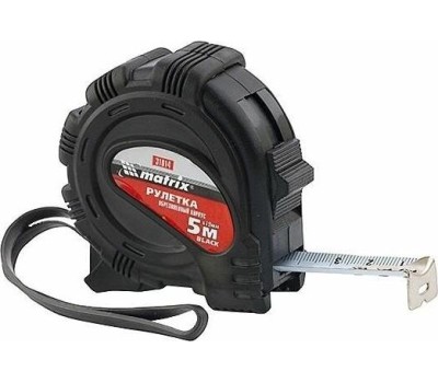 Рулетка MATRIX Рулетка Black,5 м х 19 мм,обрезиненный корпус 31014