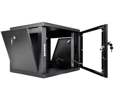 Электроника / Телекоммуникационные шкафы ЦМО Шкаф коммутационный ШРН-9.350-9005 настенный, стеклянная передняя дверь, 9U, 600x479x350 мм