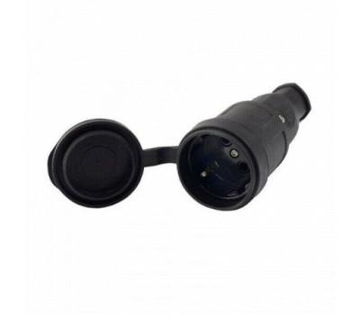 IEK Розетка силовая Омега, одинарная, 1 розетка, открытая, заземление, IP44, черный [pkr21-016-2-k02]