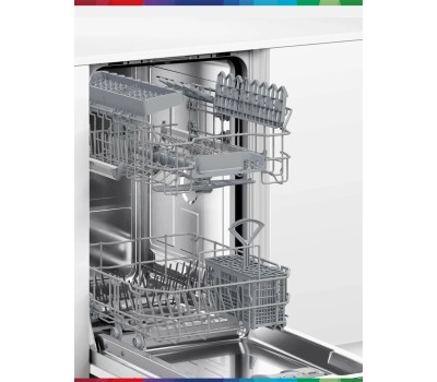 BOSCH Встраиваемая посудомоечная машина Serie 2 SPV2IKX01Q, узкая, ширина 44.8см, полновстраиваемая, загрузка 9 комплектов, нержавеющая сталь