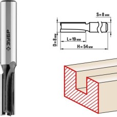 Фреза ЗУБР 28780-8-19 8X19мм, хвостовик 8мм, фреза пазовая прямая