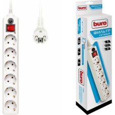 Сетевой фильтр BURO 600SH-3-W 3м 6 розеток белый