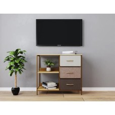 Комод LESET Локи Комод 3 ящ. С полками Бежевый/Светло-коричневый/Темно-коричневый