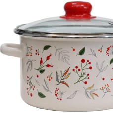 Кастрюля ЭМАЛЬ 33-Б1614С/4 Ягодки эмал цил 4,0л стекл/кр мет/об